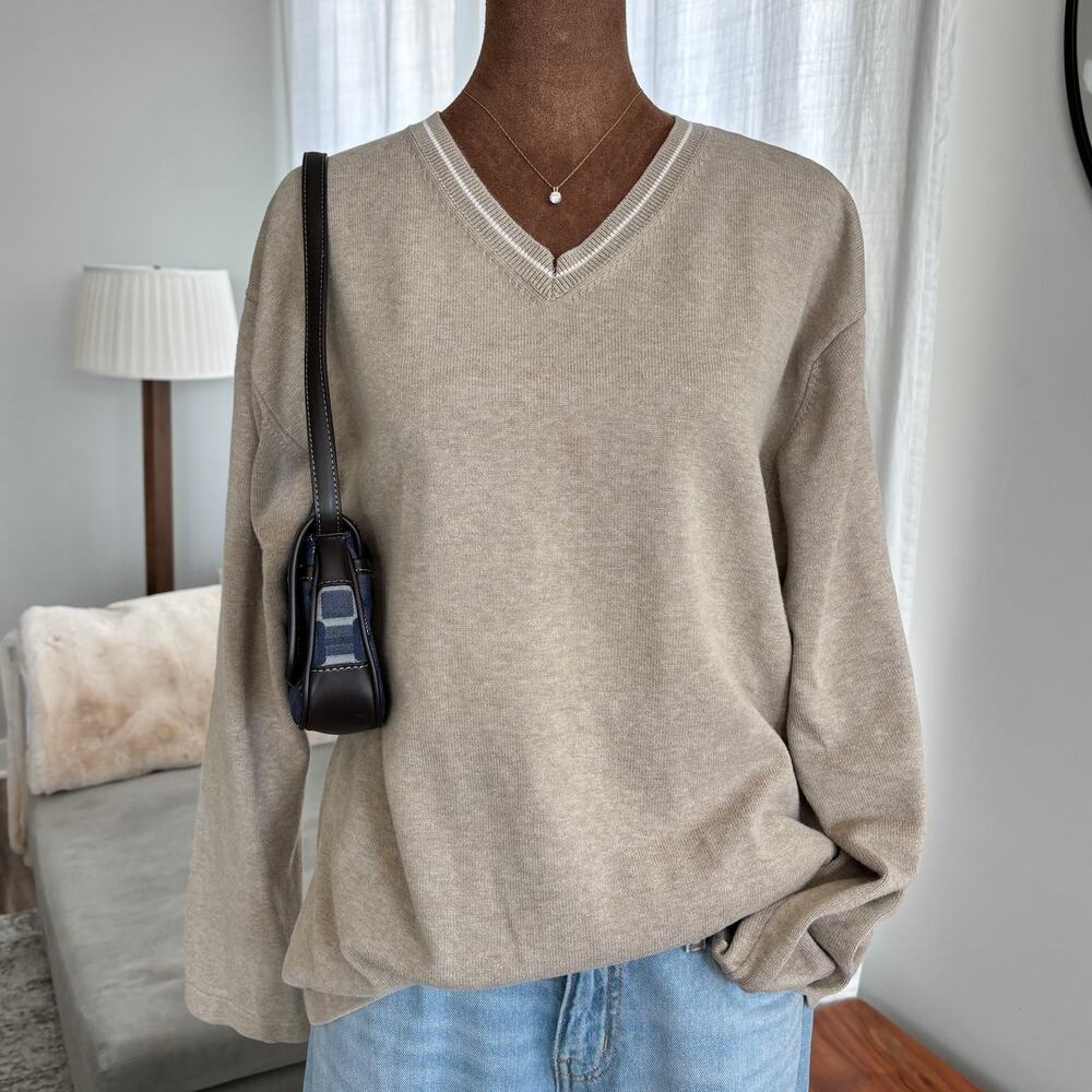 Vintage Tommy Hilfiger Crest Logo Knit‎ Sweater 100% Cotton Mens Size Large